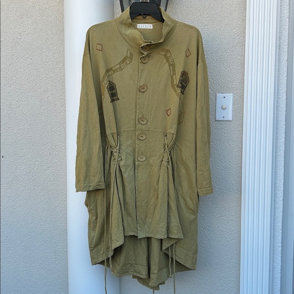 Vintage 90’s BLUE FISH Organic Cotton Hand Painted Button-Up Boho Jacket - Picture 3 of 15